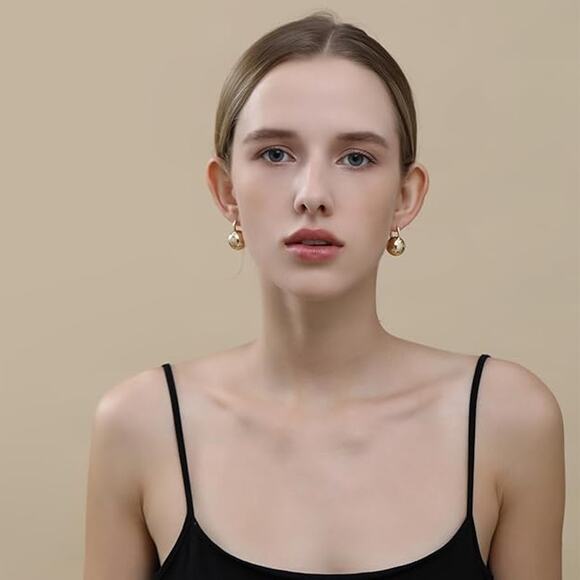 Gold Plated Ball Drop Dangle Lightweight Earrings for Women - Picture 5 of 5